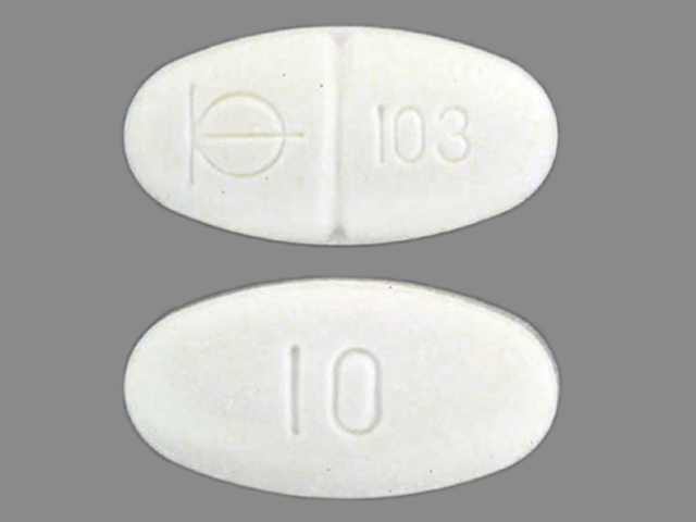 white oval Pill with imprint bm 103 10 for treatment of with Adverse Reacti...