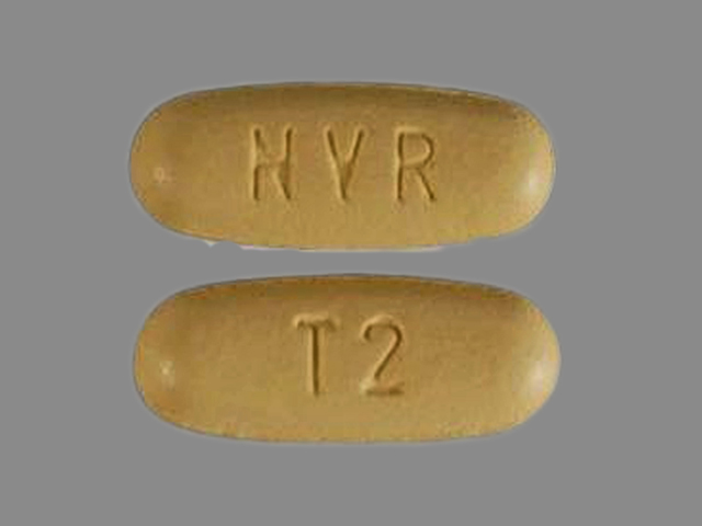 yellow oval Pill with imprint t2 nvr tablet