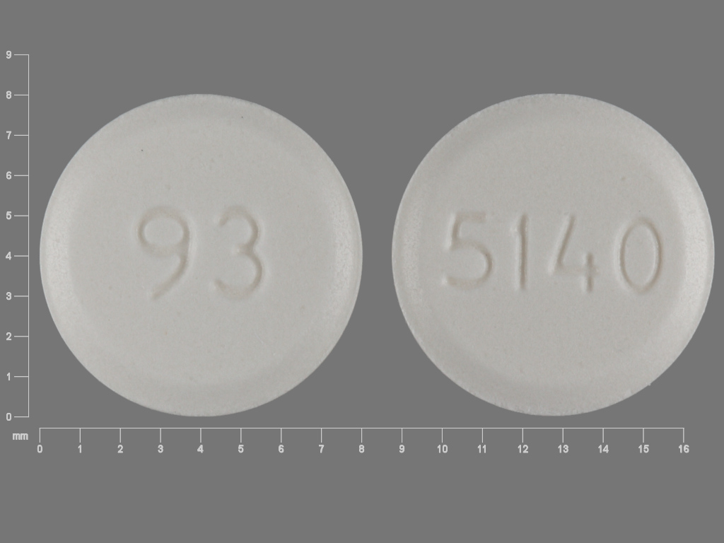 white round Pill with imprint 93 5140 tablet for treatment of with Adverse ...