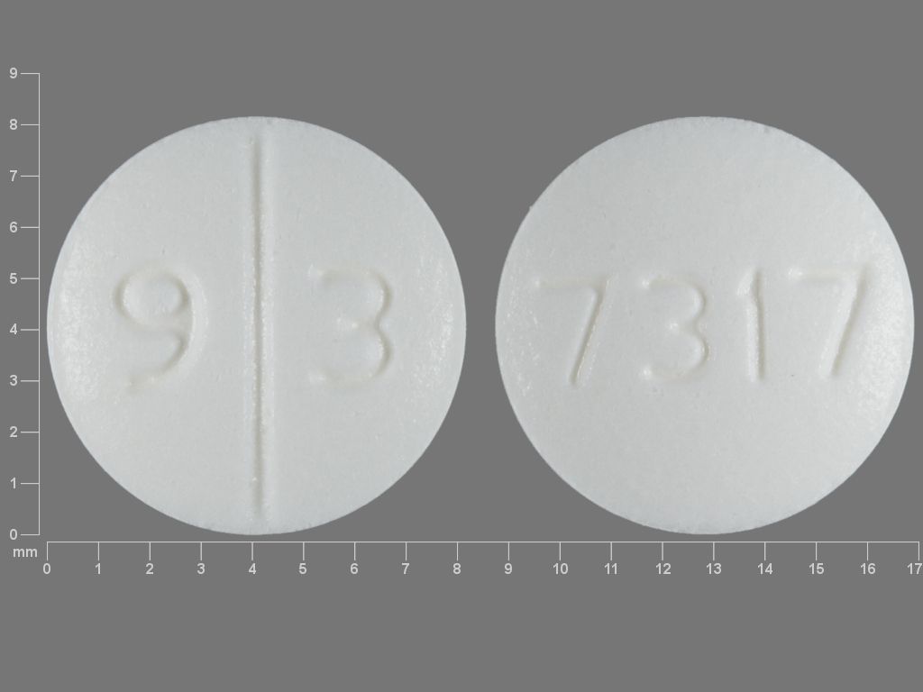 white round Pill with imprint 9 3 7317 tablet for treatment of with Adverse...