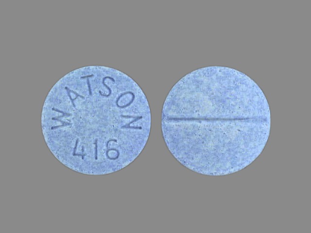 blue round Pill with imprint watson 416 tablet for treatment of with Advers...