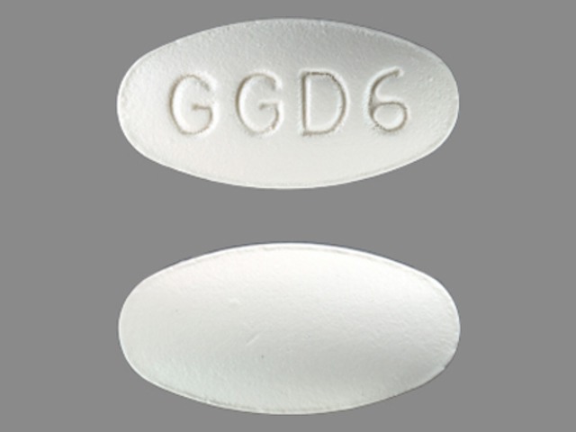 white oval Pill with imprint ggd6 tablet