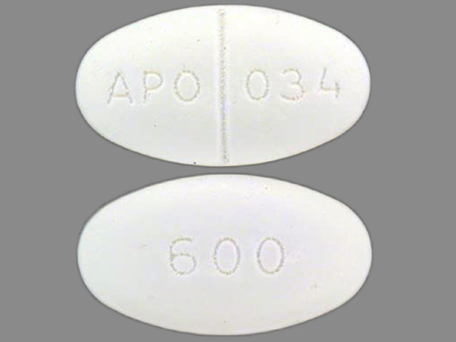 white oval Pill with imprint apo 034 600 tablet