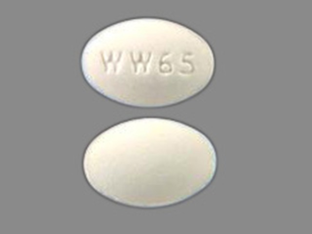 white oval Pill with imprint ww65 tablet for treatment of with Adverse Reac...