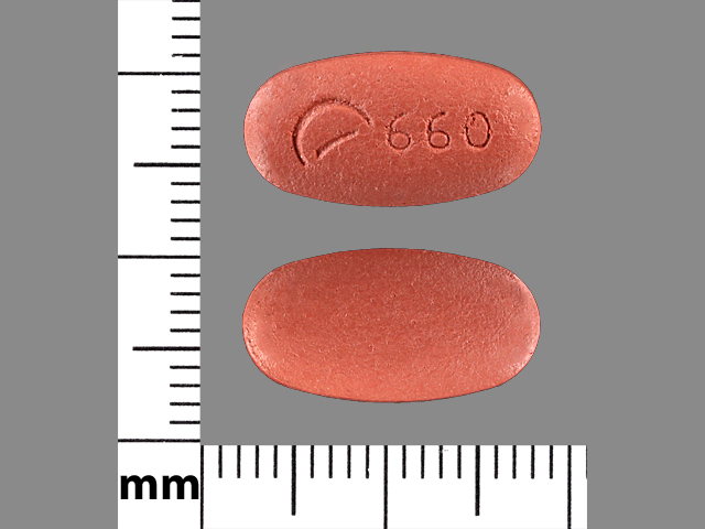 red oval Pill with imprint 660 tablet, film coated