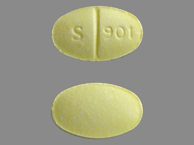 yellow oval Pill with imprint s 901 tablet for treatment of Agoraphobia, De...