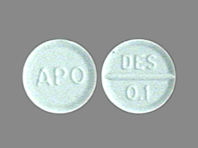 white round Pill with imprint apo des 01 tablet for treatment of Enuresis, ...