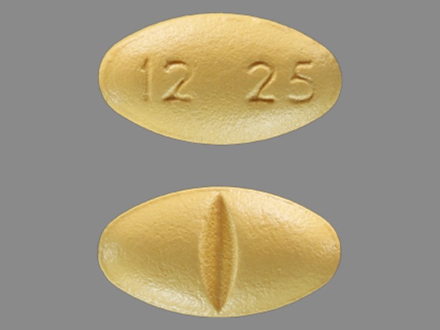 yellow oval Pill with imprint 1225 tablet, coated for treatment of Depressi...