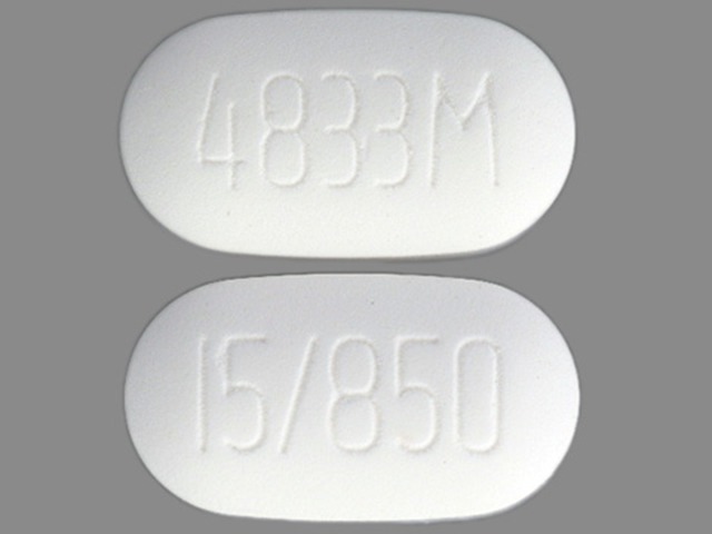 white oval Pill with imprint 4833m 15 850 tablet, film coated for treatment...