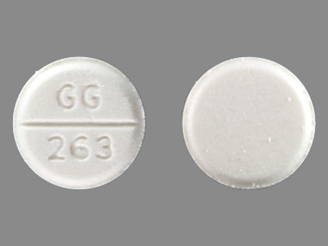 white round Pill with imprint gg263 tablet for treatment of with Adverse Re...