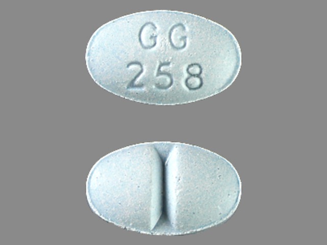 blue oval Pill with imprint gg258 tablet for treatment of Agoraphobia, Depr...